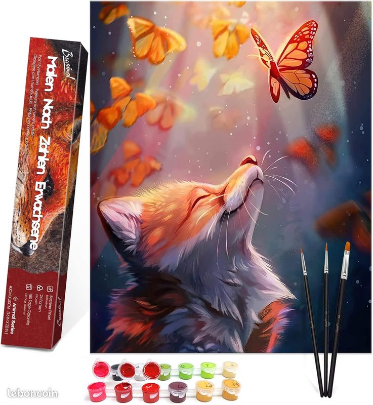 Kit Peinture Par Numéros Adulte Bowetile - Toile 20x30 Cm Avec Cadre, Chevalet, Pinceaux, Acrylique - Motif Renard Automnal