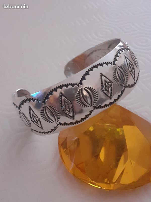 Manchette (bracelet) En Argent Massif Style Navajo - Bijou Occasion