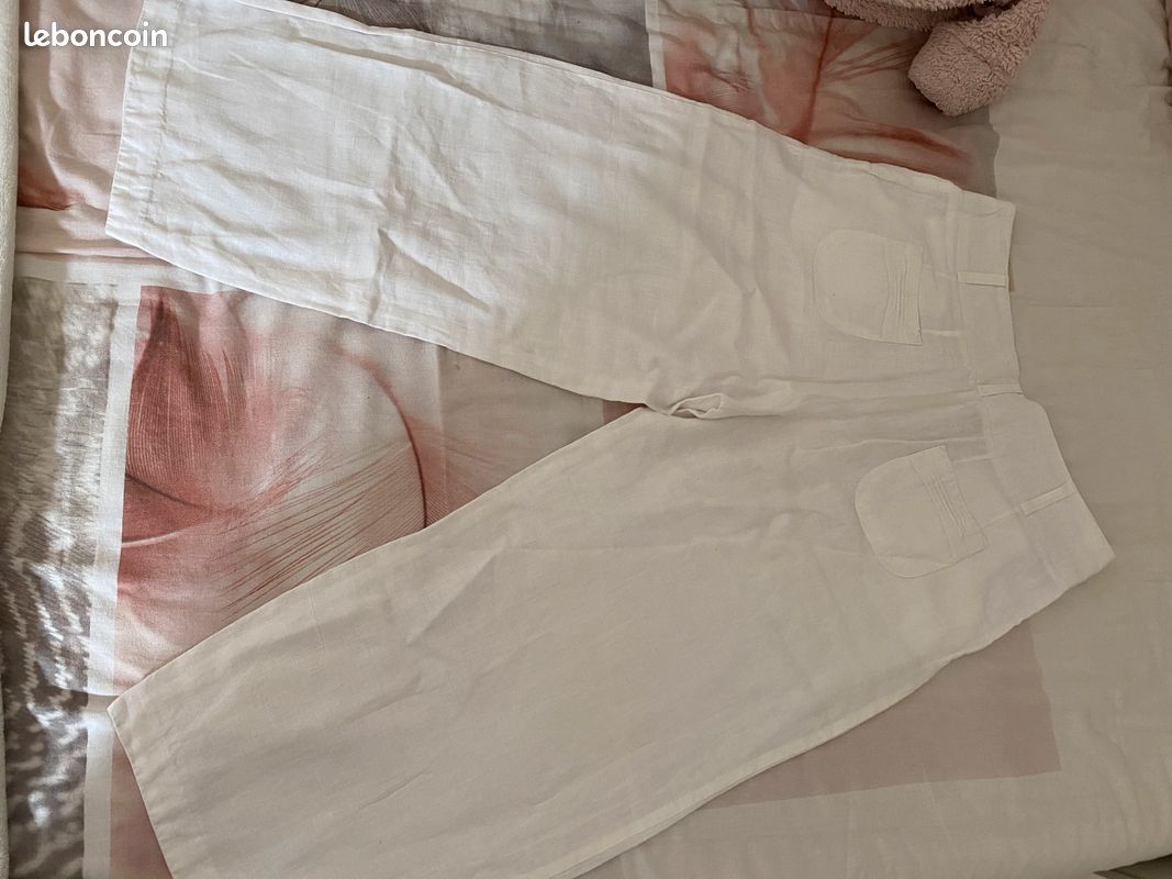 Pantalon fluide blanc (image 4)