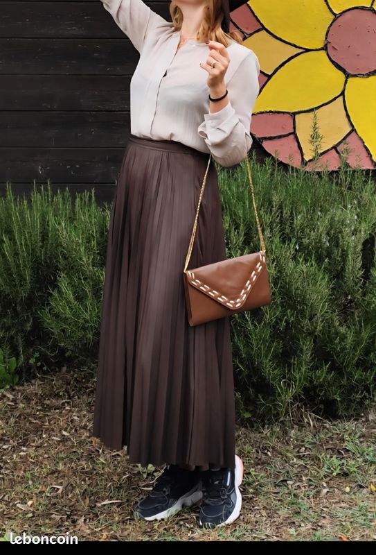 Jupe longue plissée fluide femme XS 34 ZARA bon état Vêtements