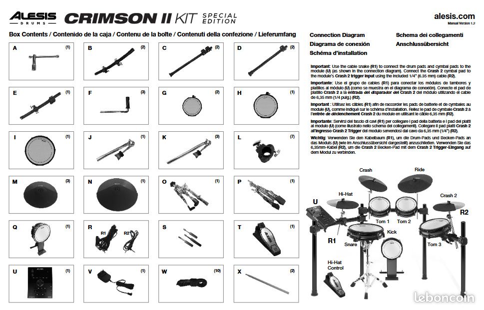 Alesis Crimson 2 Kit 9 nine-pieces electronic drum kit mesh heads (image 6)