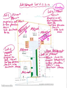 Terrain 412 m² Cabannes
