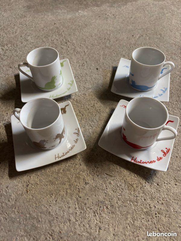 Lot de 4 tasses à café et leurs soucoupes (image 1)