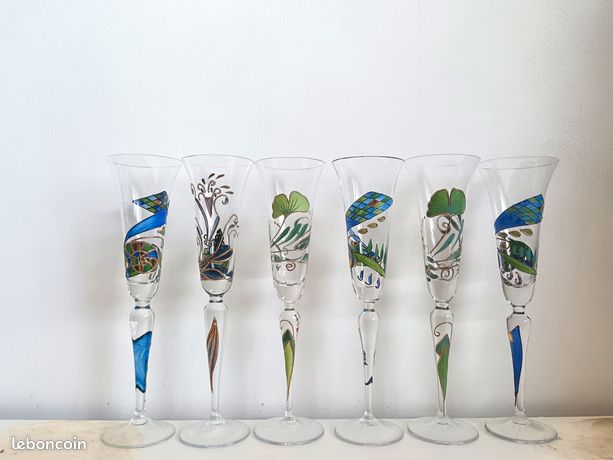6 flutes à champagne cristal de Bohême - Arts de la table