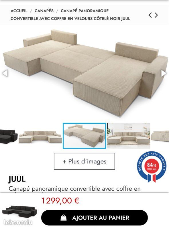 Canapé en U panoramique (image 6)
