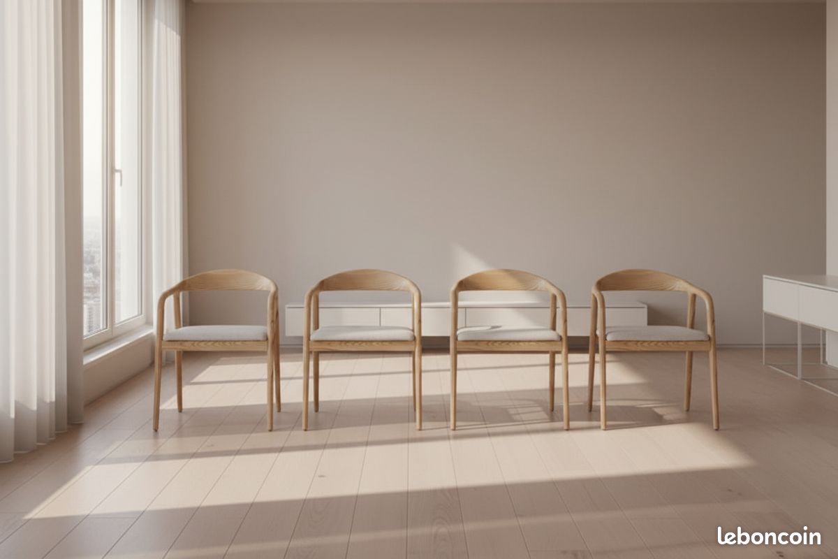 Lot de 4 chaises en bois avec accoudoirs - MODÈLE EXPOSITION MAGASIN (image 1)