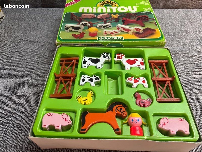 Jouet Vintage EducaLux Ferme Minitou - Boîte D'origine, Années 70