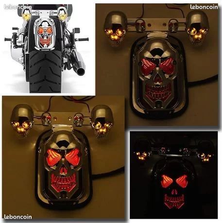 Tête de mort LED intégrée arrière moto (image 3)
