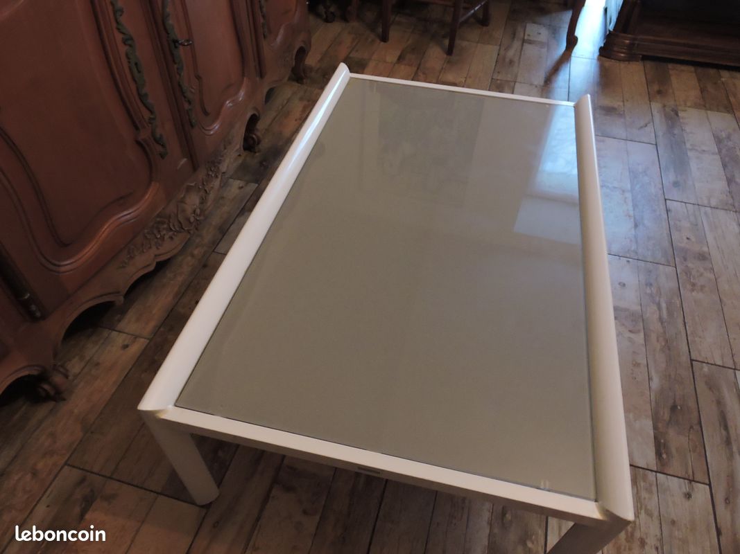 Table basse blanc en verre BEAUREAL (image 4)