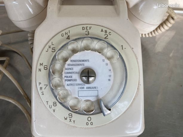 Ancien Téléphone à Cadran Socotel S63 Bleu - France, Année 1983 - Vintage