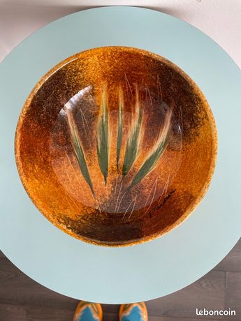 ancien dessous de plat Ceramique signé G Tardieu Biot décor
