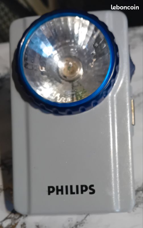 Lampe Torche Vintage Philips Années 80 - Allemagne - Métal Argent/rouge