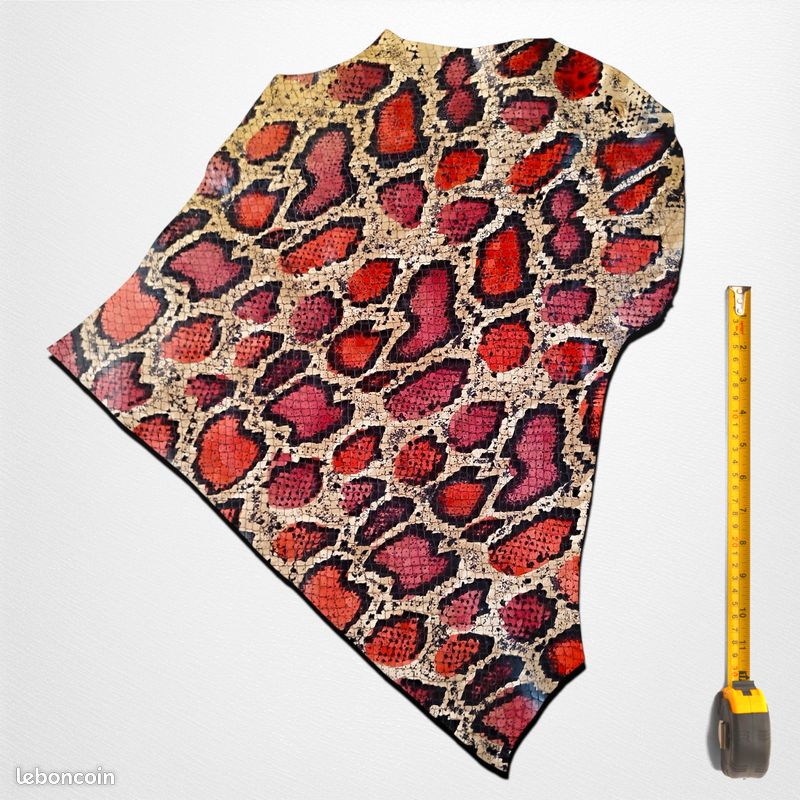 Peau de cuir véritable multicolore imprimé Reptile #349A (image 1)