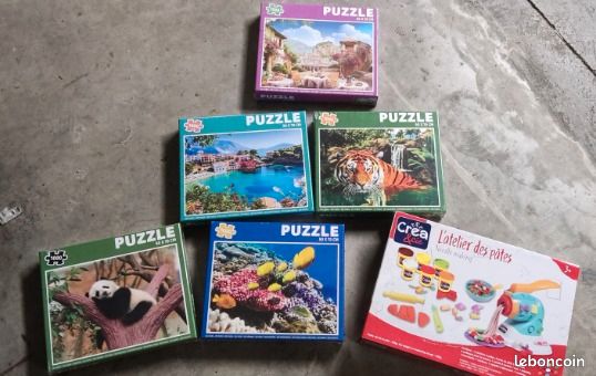 Lot Puzzles et Atelier pâtes a modeler (3+) neufs (image 1)