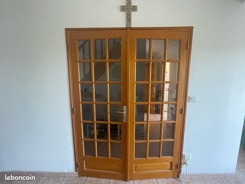 2 portes intérieures bois vitrées 15 carreaux (image 1)