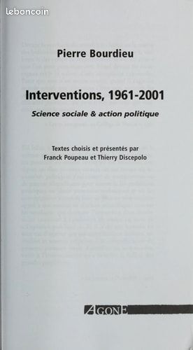 Pierre Bourdieu - interventions de 1961 à 2001 - science sociale et action politique - sociologie (image 3)