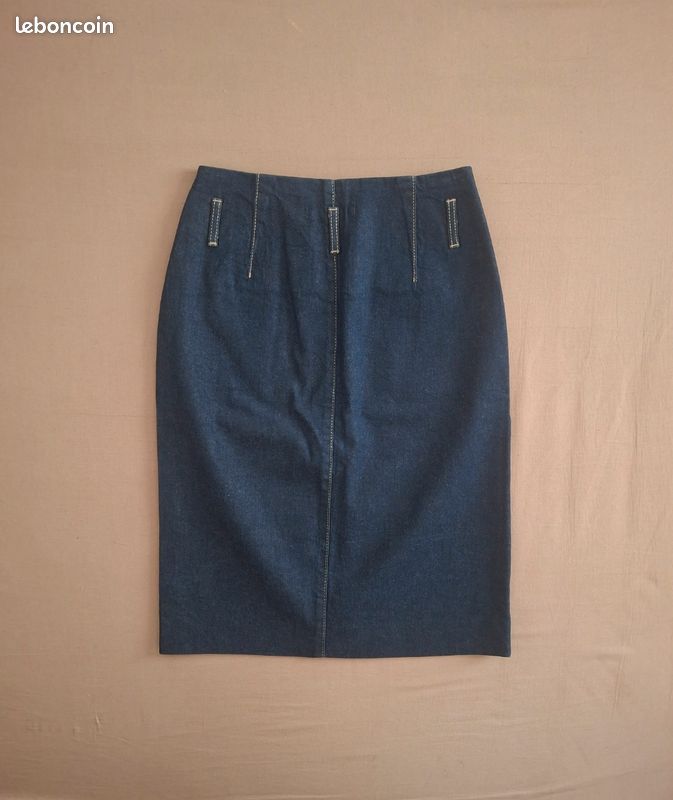 Jupe crayon vintage en jean Taille haute (image 7)