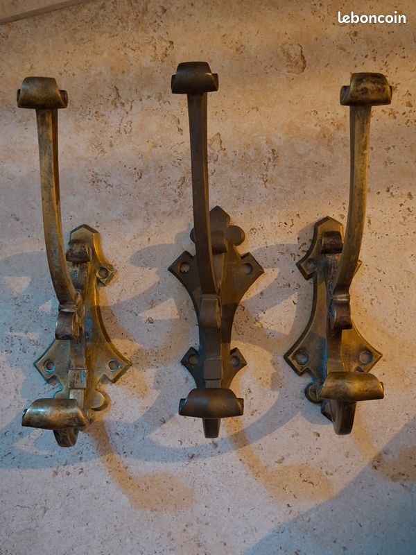 3 patères anciennes de porte bronze laiton (image 2)