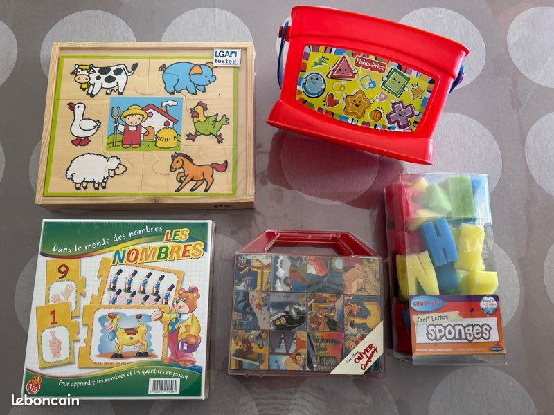 Lot jeux puzzle neuf chiffres lettres éponges 3-5 ans (image 1)