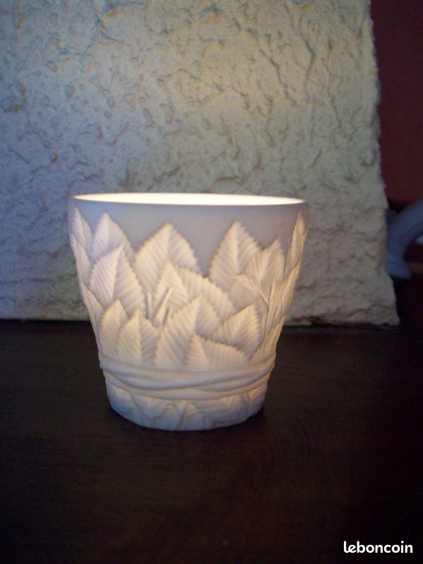 Photophore En Biscuit Blanc Le Houx – 7 X 12 Cm – Déco Intérieure