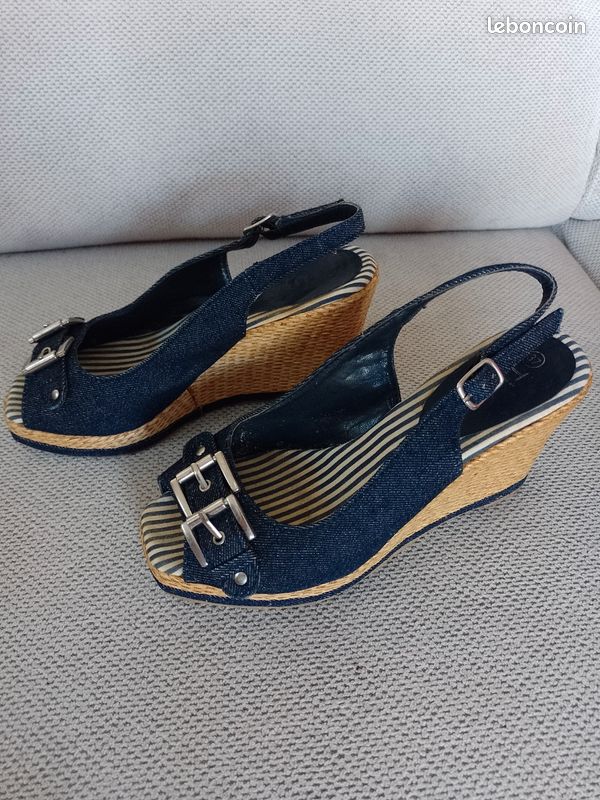 Chaussures compensées femme esprit jeans (image 2)