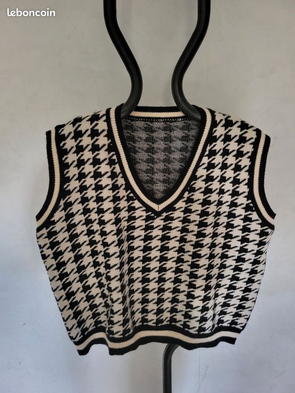 Pull Sans Haut Sans Manche Pied De Poule Pull Sans Manches Pied