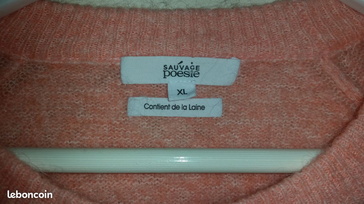 Pull Sauvage Poésie - Laine Mohair Orange Beige - Taille L/XL - Occasion Très Bon état