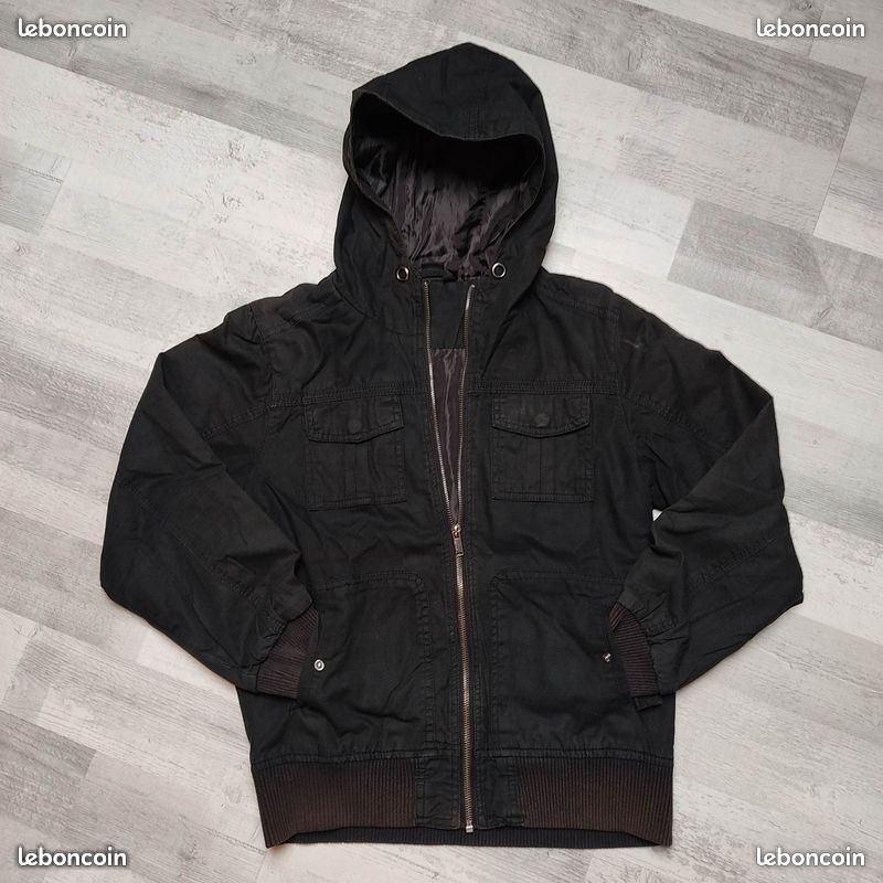 Capuche Manteau Noir Garcon Veste Manteau Manches Longues - Main Image