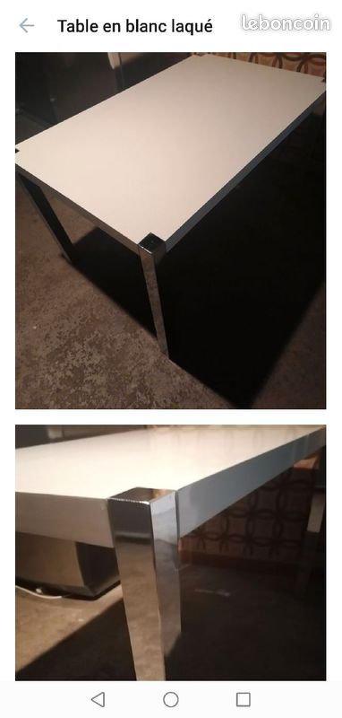 Table blanc laqué +2 tabourets de bar (image 1)