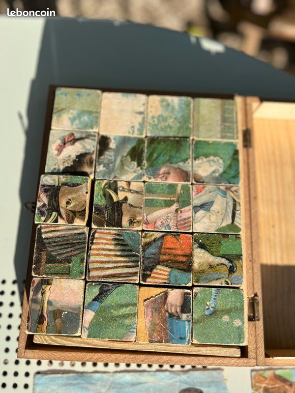 Jeu De Cubes En Bois XIXème – Chromolithographie Illustrations Carl – Ancien