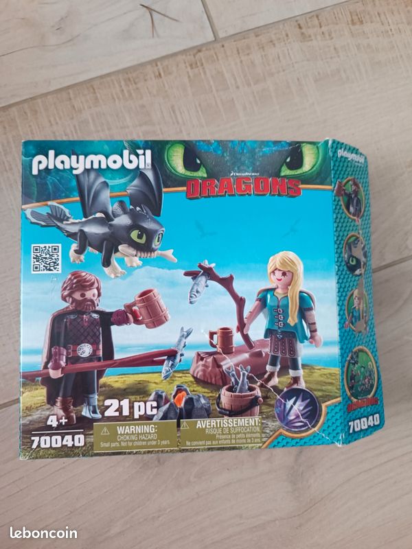 Playmobil Dragons Harold et Astrid avec un bébé dragon 70040