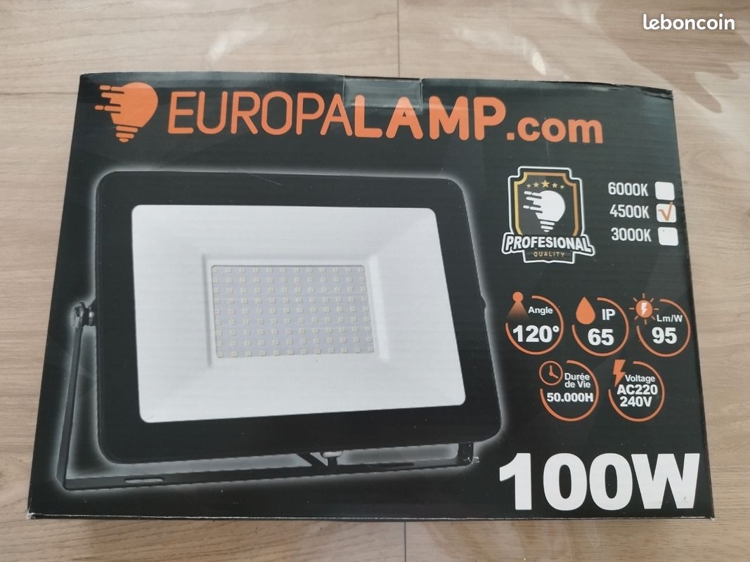 Projecteur LED MH 100W Noir 4000K IP65 Blanc Naturel
