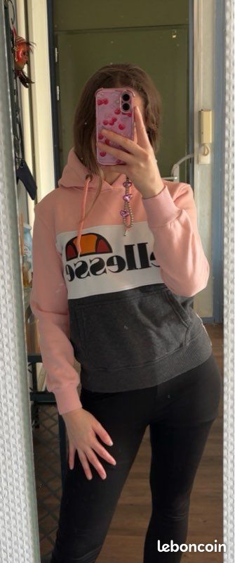SWEAT A CAPUCHE Rose Molleton Ample Court Femme 38 ELLESSE - Vêtements