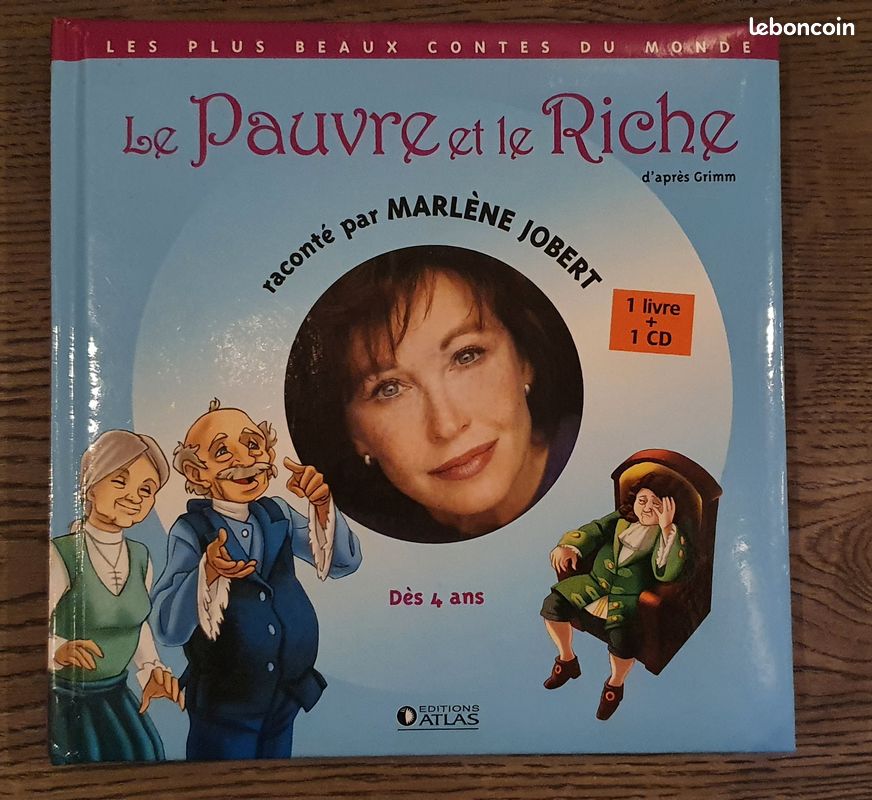 Livre + CD - Le Pauvre et le Riche - Raconté par Marlène Jobert - Dès 4 ans - Très bon état - 3 euros (image 1)