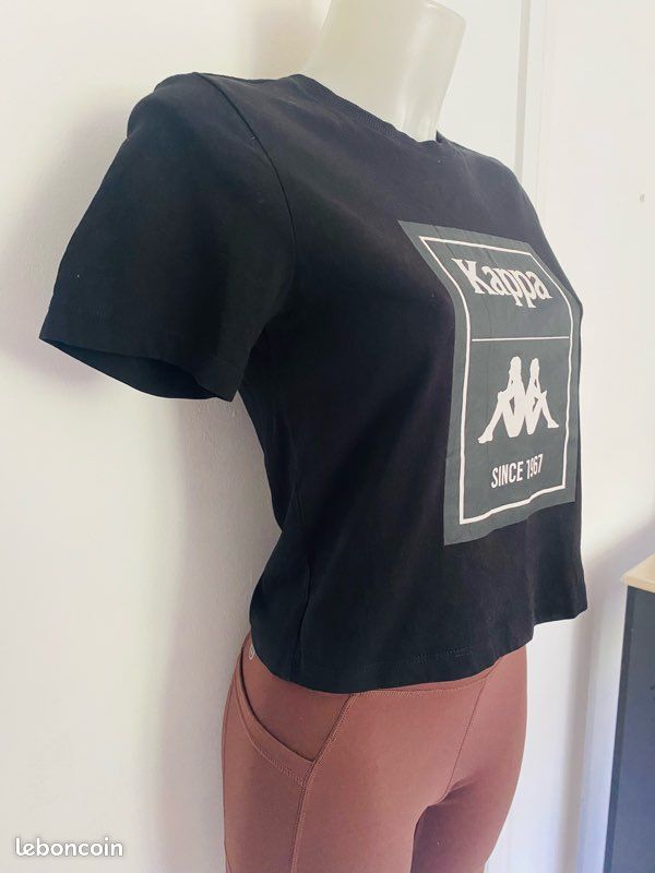T-shirt Kappa crop top noir 100% coton (image 9)