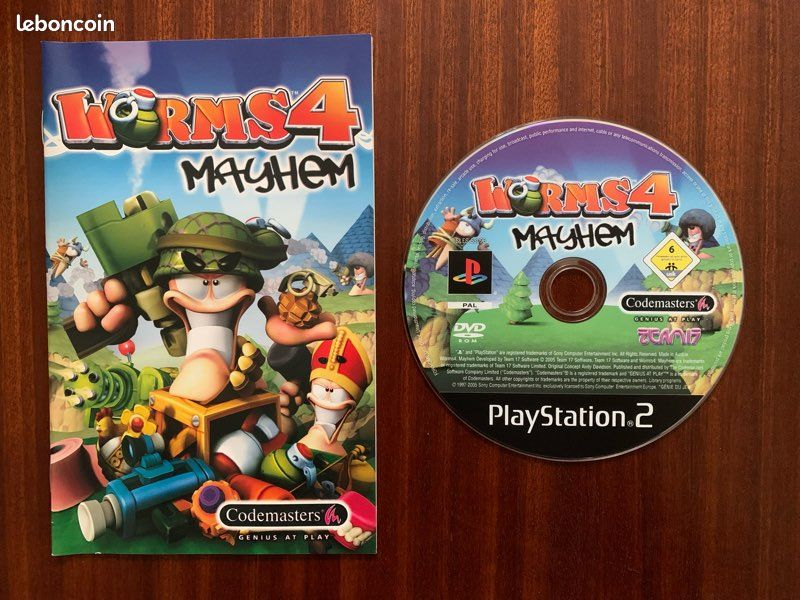 Jeu Worms 4: Mayhem Pour PlayStation 2 (PS2) - Version PAL Française Complète Et Testée, En Bon état