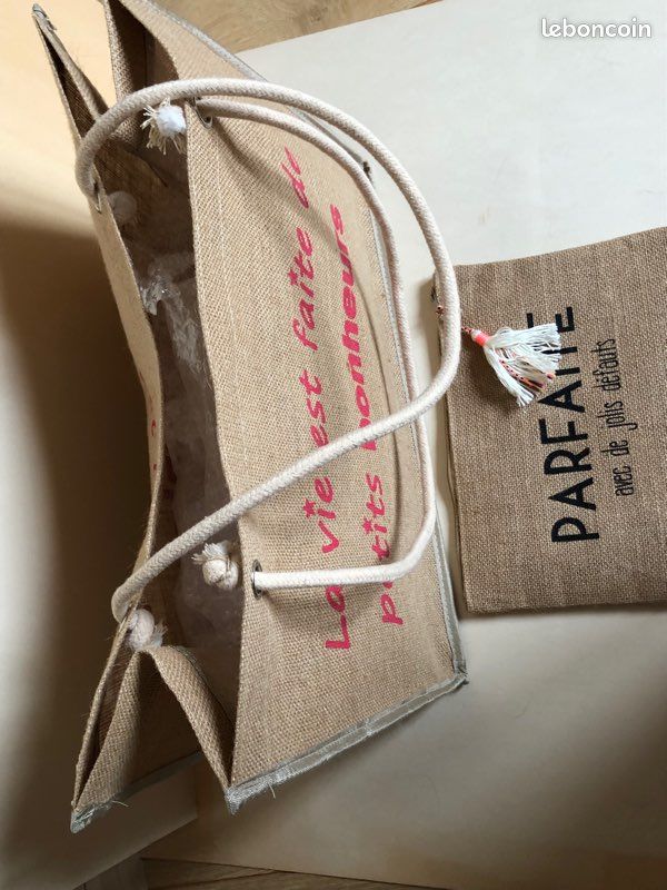 Cabas et sa trousse neuf toile de jute plastifiée (image 3)