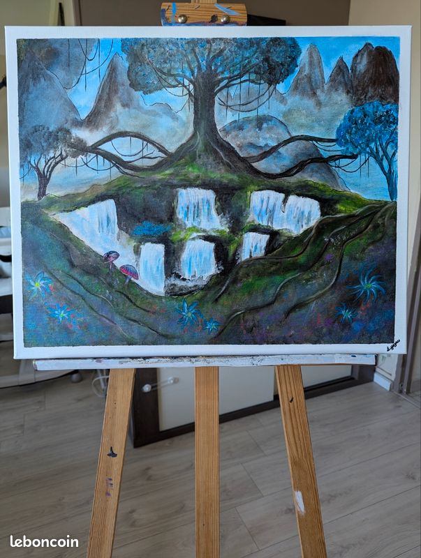 YS-Art Peinture Lumineuse Dans Le Noir Uranus | Peintures Acryliques Sur Toile Peintes à La Main Décorations D'intérieur | Art Phosphorescent | Art Lumineux KL003 (70cm