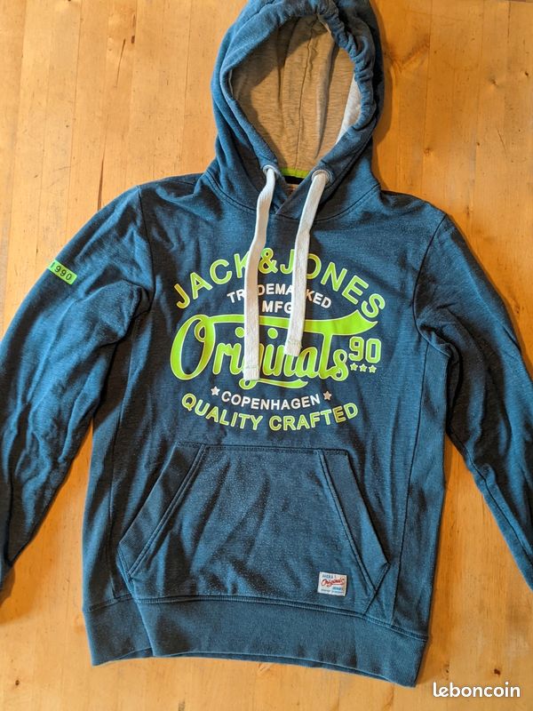 Sweat à Capuche JACK & JONES Homme - Bleu, Taille S, Très Bon état