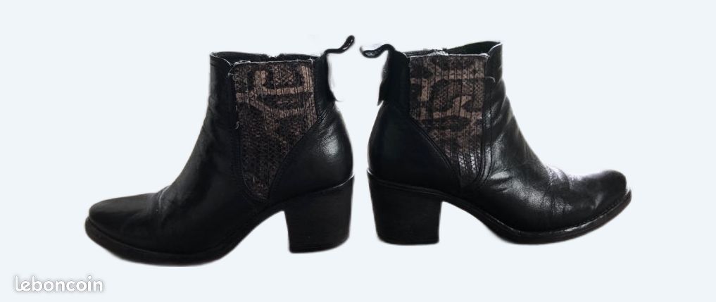 Bottines noires lézard (image 1)