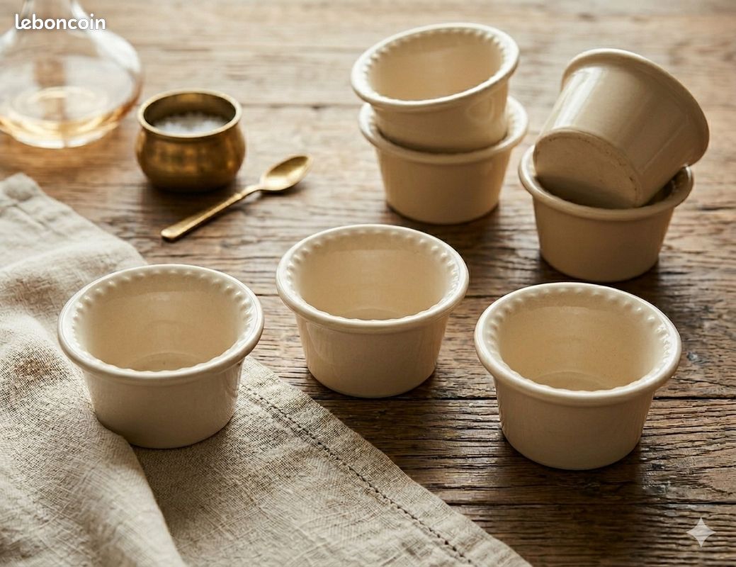 Lot de 4 Ramequin Four Ronds en Céramique - Idéal pour Cuisiner Gratin