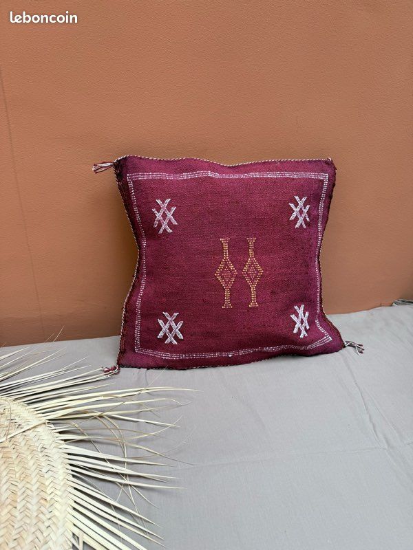 Oreiller marocain coussin en soie de cactus vintage marocain, oreiller