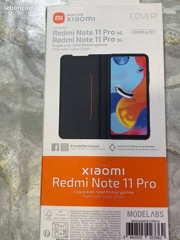 Étui Folio BigBen Pour Xiaomi Redmi Note 11S 5G - Noir Cuir Synthétique - Fermeture Clip - Neuf Sous Emballage