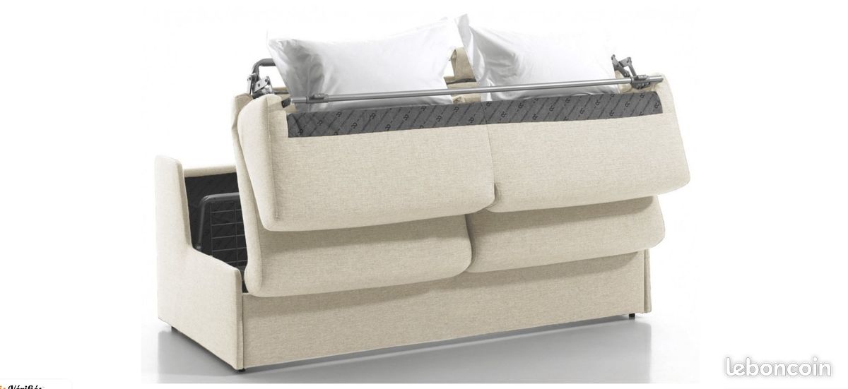 Canapé lit 2 places sans accoudoir - Tweed - Couchage 120 x190 cm - Largeur 150 cm (image 4)