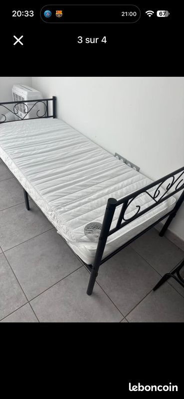Lit 1 place avec matelas (image 1)
