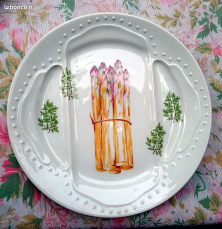 Lot De 6 Assiettes à Asperges En Porcelaine L'Hirondelle – Blanc, état Très Bon