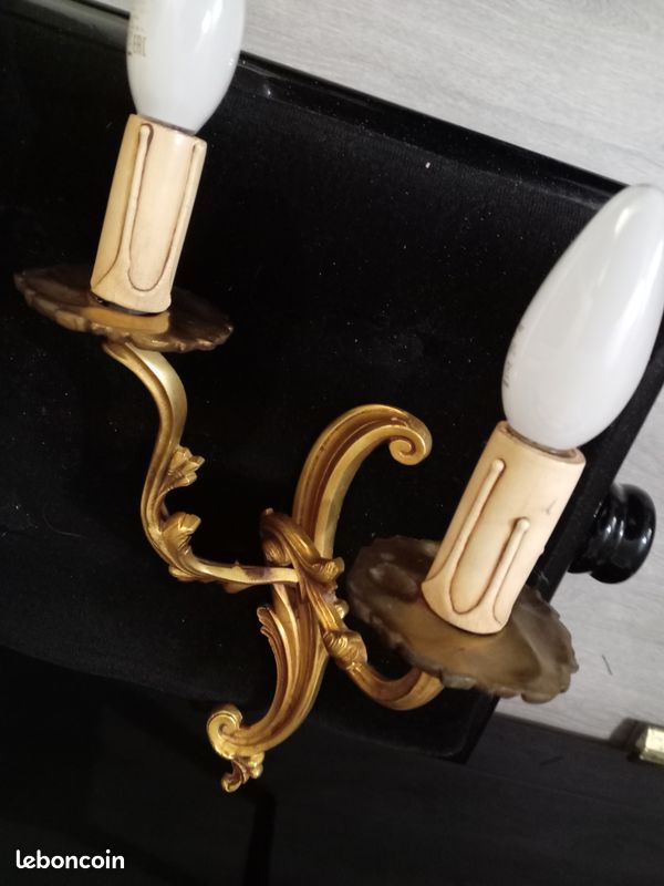 Paire d'appliques en métal doré (image 7)