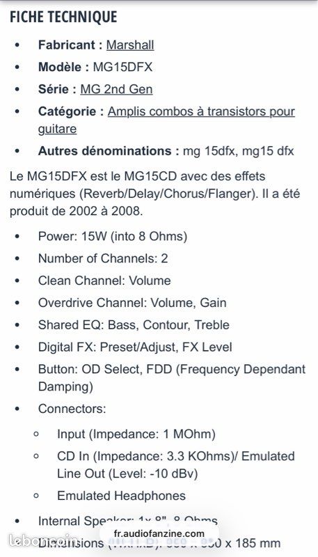 Lot Guitare électrique tenson+ ampli Marshall MG15dfx prix négociable (image 5)