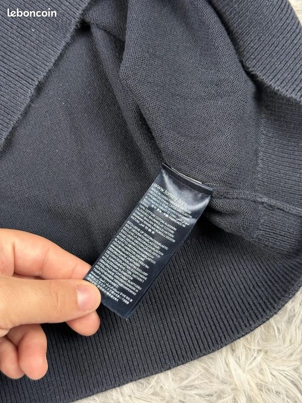 Pull à col V Tommy Hilfiger coton brodé bleu marine Homme taille L #PTM345 (image 11)