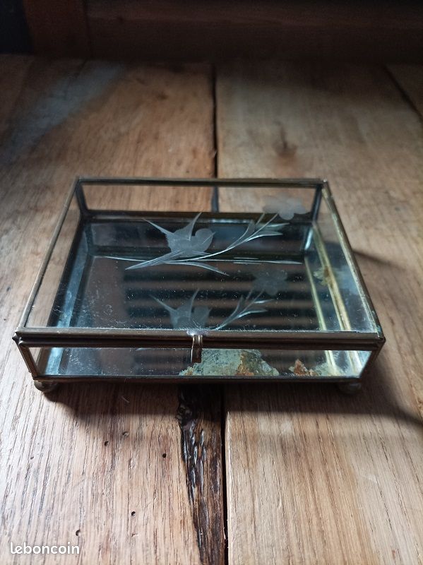 Boite bijoux mosaïque verre vitraux Déco Oiseau gravé dpc 0823317 brocanteespritdantan (image 6)